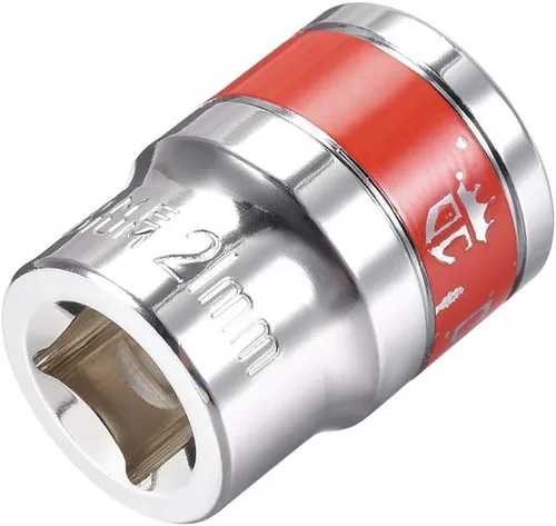 Vista 10 de uxcell Unidad de 1/2 pulgada por enchufe poco profundo de 0.315 in con banda roja, Cr-V, 6 puntos, métrico