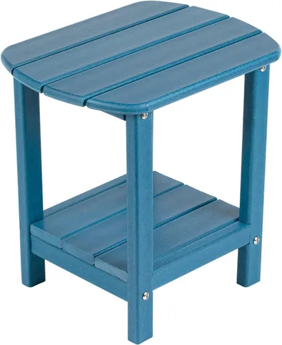 Vista 11 de Mesa auxiliar nalone Adirondack 16.5" Mesa lateral de exterior de plástico HDPE Doble mesa auxiliar Adirondack Mesa pequeña para patio (Aruba)
