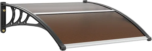 Vista 11 de VEVOR Toldo para puerta de entrada, toldo de puerta de ventana de 24 x 24 pulgadas con drenaje y soporte de ABS, cubierta de policarbonato