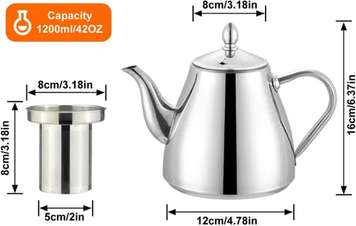 Vista 6 de SANQIAHOME Tetera de acero inoxidable con infusor 1200 ml