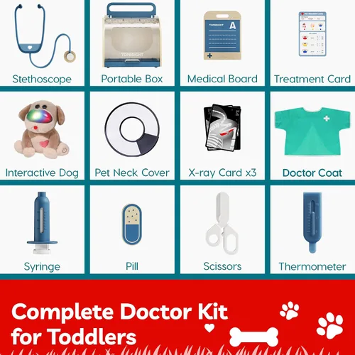 Vista 8 de TOP BRIGHT Kit médico para niños pequeños de 3 a 5 años, juego de Azul