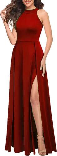 Vista 3 de MUSHARE Vestido largo formal sexy con cuello halter para mujer