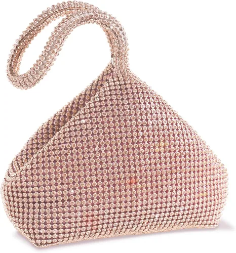 Vista 11 de Bolso de noche para mujer - Tamaño más grande mejorado, clutch de muñeca con diamantes de imitación completos brillantes para fiesta, boda, cita
