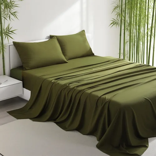 Vista 9 de Juego de sábanas de 3 piezas, sábanas para cama de tamaño individual, rayón derivado del bambú, ropa de cama refrescante y transpirable