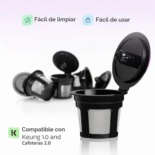 Vista 3 de GoodCups - 4 filtros K-Cup reutilizables para Keurig - 4 filtros Kcup negros recargables para cafeteras de café Keurig