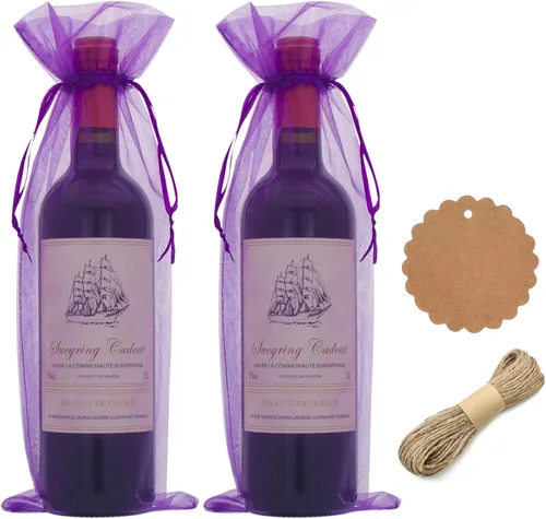 Vista 8 de DIWNELEM Paquete de 30 bolsas de organza para vino con cordón, bolsas de regalo para cumpleaños, bodas, baby shower, recuerdos de fiesta, Azul