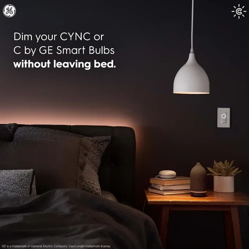 Vista 5 de GE CYNC - Regulador inteligente sin cables, interruptor de luz de batería, control Bluetooth, color blanco (paquete de 1)