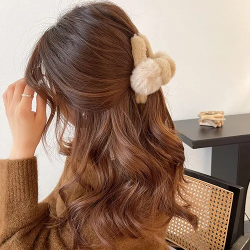 Vista 6 de Lindas pinzas de pelo para cabello rizado, elegante y esponjoso, pelo sintético, clip grande para cabello fino y largo, antideslizante, para mujeres