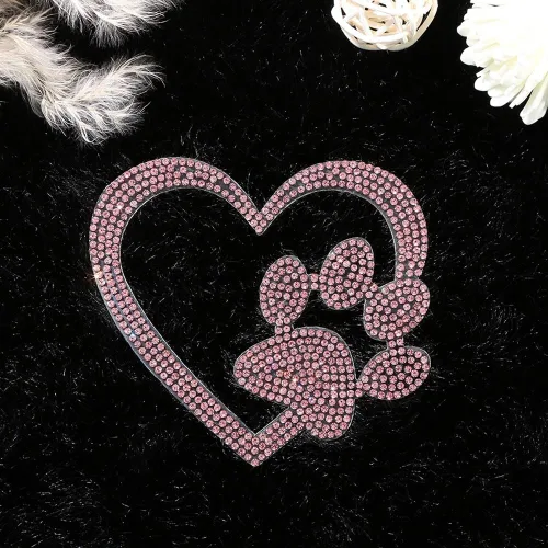 Vista 8 de Calcomanía con estampado de corazón de pata de perro, decoración de automóvil con diamantes de imitación, lindo estampado de pata de perro