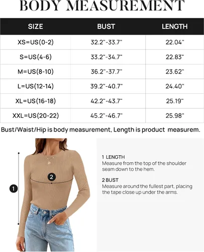 Vista 6 de ZESICA Camisas de manga larga con cuello redondo para mujer, suéter de punto para otoño, ajustado, informal, básica