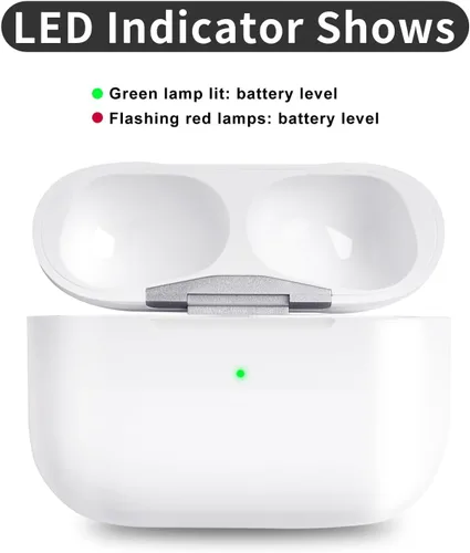 Vista 2 de Funda de carga inalámbrica de repuesto compatible con Airpods Pro de 2ª y 1ª generación (USB-C), funda de carga solo con botón de sincronización