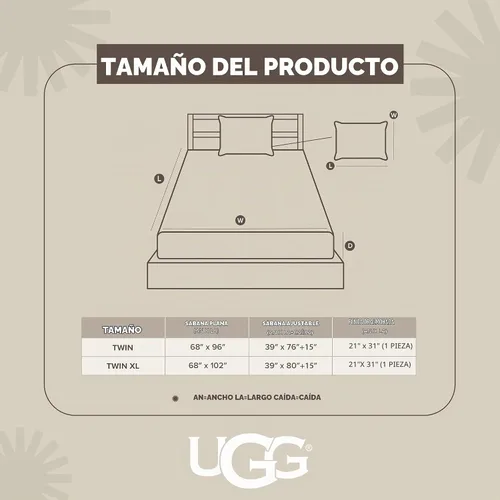 Vista 8 de UGG Hedi - Juego de sábanas tamaño individual, transpirable y refrescante Esencial para dormitorio universitario, microfibra refrescante, bolsillo
