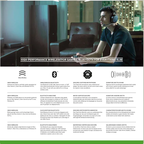 Vista 10 de SteelSeries Arctis 9X Wireless Gaming Headset Integrated Xbox Wireless Bluetooth 20 Hour Battery Life for Xbox One and Series X