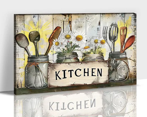 Vista 19 de GUTTATY Imágenes de cocina, arte de pared, pintura colorida de frutas y verduras para comedor, restaurante, regalo del día de la madre para abuela