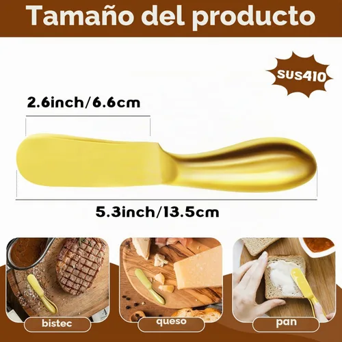 Vista 2 de Cuchillo de Mantequilla Cuchillo Esparcidor de Mantequilla Cuchillo de Mantequilla Dorado Juego de 4 Cuchillos Esparcidores de Queso Cuchillos
