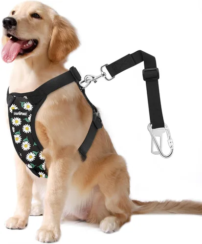Vista 8 de VavoPaw cinturón de seguridad para perro, arnés de coche con hebilla ajustable para perro, cinturón de seguridad de nailon para mascotas, resistente