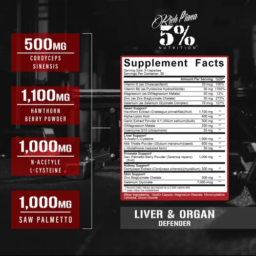Vista 2 de Rich Piana 5% protector de hígado y órganos, 1