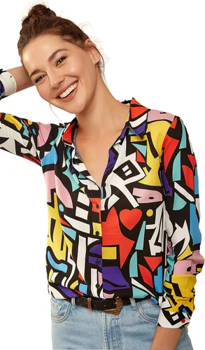 Vista 7 de Blusas para mujer camisas casuales de manga larga con botones XS-3XL