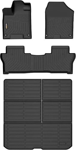 Vista 57 de Alfombrillas para todo tipo de clima y forro de carga para Volkswagen Atlas 2018-2026 (asientos de 6 pasajeros), juego completo de 3 filas