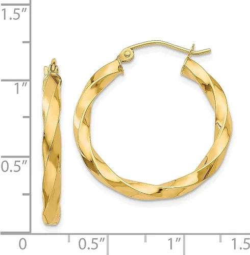 Vista 4 de Juego de aretes de aro trenzados de oro amarillo de 14 quilates de 0118in joyería fina redonda para mujer regalos para ella Cristal Oro amarillo