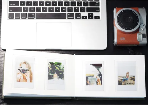 Vista 5 de Mini álbum de fotos de tapa dura de cuero vegano de 3 pulgadas con espacio para escribir, 52 bolsillos, compatible con Fujifilm Instax Mini 11, 9