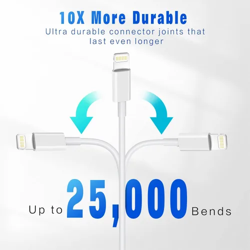 Vista 5 de Cable de carga rápida para iPhone [Certificado MFi de Apple] Paquete de 3 cables de 3 pies USB-A a Lightning, cable de carga para iPhone compatible