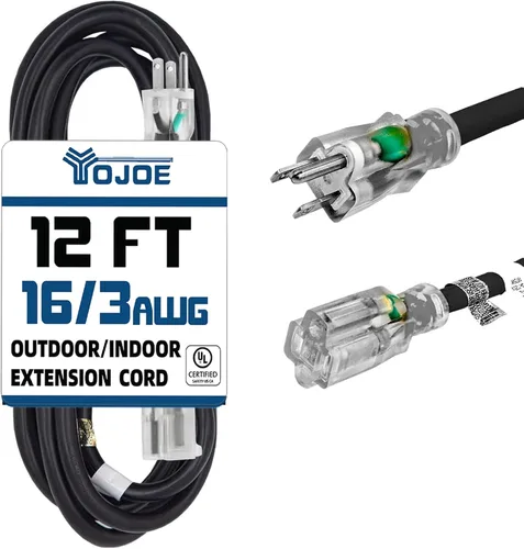 Vista 64 de YOJOE Cable de Extensión, Cable de Alimentación de 3 Clavijas 13A Resistente a la Intemperie, Cable de Extensión Marrón de Servicio Pesado Calibre