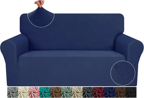 Vista 28 de JIVINE - Funda para sofá biplaza, 1 pieza elástica para sofá de 2 cojines, protector de muebles con parte inferior elástica para niños y mascotas