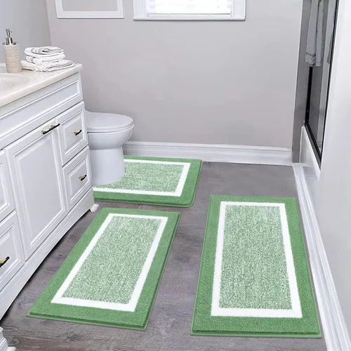 Vista 53 de Pauwer Juego de baño, alfombras de baño antideslizantes, alfombras de ducha absorbentes para suelo de baño, bañera y ducha, color azul aguamarina