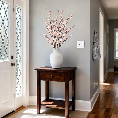 Vista 6 de Ammyoo - 4 ramas de flores de cerezo artificiales para decoración de interiores de primavera y verano, flores artificiales de tallo largo