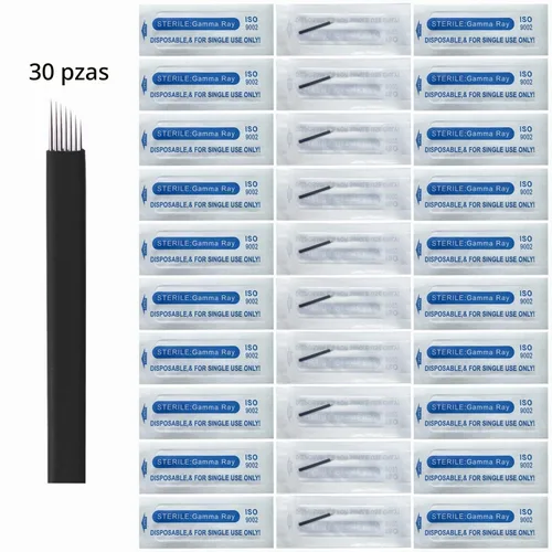 Vista 3 de Agujas de microblading de 0.007 in, agujas desechables de tatuaje de cejas para máquina de maquillaje permanente Manual de suministros (Negro S7)