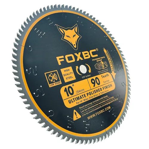 Vista 5 de FOXBC Hoja de sierra de 10 pulgadas con 90 dientes de acabado pulido Ultimate para madera, eje de 5/8 pulgadas