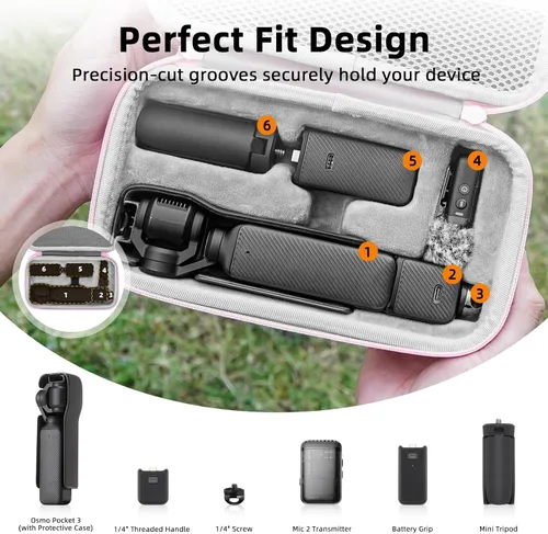 Vista 2 de BRDRC Osmo Pocket 3 - Funda de transporte portátil, bolsa de almacenamiento rígida protectora para DJI Osmo Pocket 3 Creator Combo Accesorios