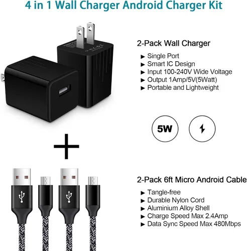 Vista 3 de Micro Cargador Teléfono Cables Android para Samsung Galaxy A9 Star Lite, C8 J8 J7