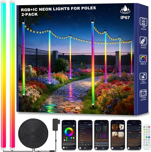 Vista 3 de Tira de luces LED de 200 pies (2 rollos de luces LED de 100 pies), ultralarga, con control remoto de voz por aplicación, sincronización de música