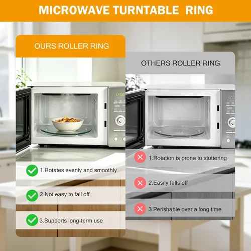 Vista 4 de 2pcs 8.8" Microwave Turntable Ring, Oven Tray Support, Outer Diameter: 8.8 in / 22.2 cm, Roller Height 15 mm