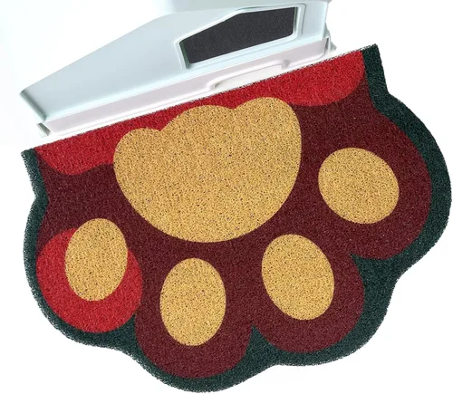 Vista 16 de Bonita alfombra de arena para gatos de 24 x 19 pulgadas, tapete para caja de arena, suave para patas de gatito, fácil de limpiar, antideslizante