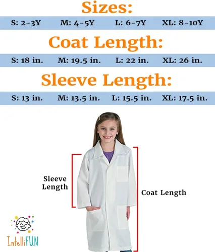 Vista 5 de Bata de Laboratorio para Niños Científico Doctor Disfraz Divertido Edades 2-10