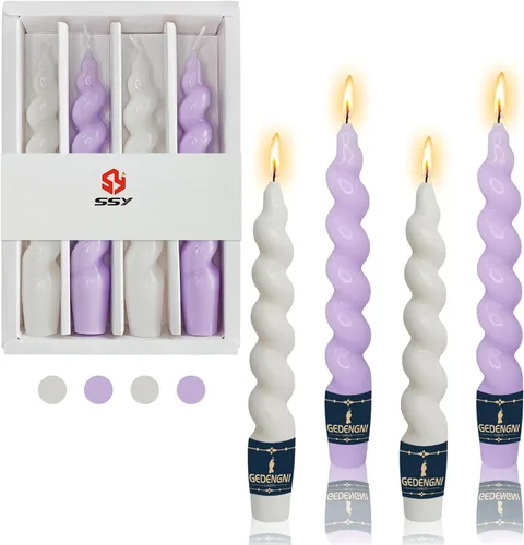Vista 50 de SM101 - Vela cónica roja, velas en espiral de 10 pulgadas, velas largas cónicas sin goteo para cena, mesa de comedor, boda, fiesta, fiesta, Rojo