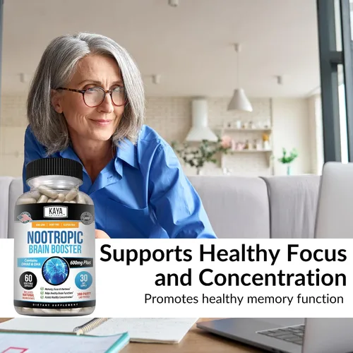 Vista 3 de Kaya Naturals - Potenciador cerebral nootrópico - para memoria y concentración - Suplemento de apoyo cerebral - Enfoque y concentración y precisión