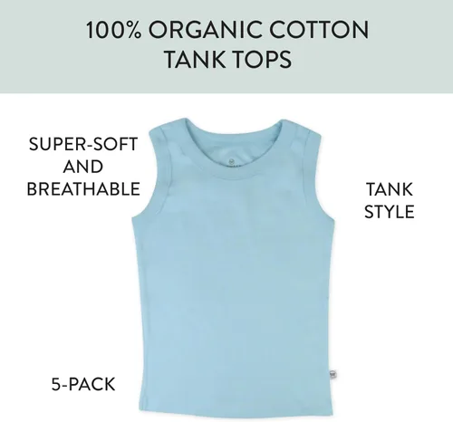 Vista 38 de HonestBaby Camisetas musculares sin mangas 100% algodón orgánico para bebés y niños pequeños, niñas