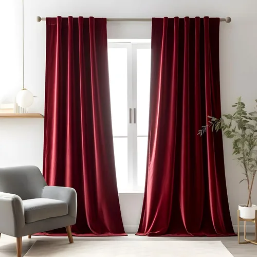 Vista 15 de Cortinas opacas de terciopelo negro para sala de estar, 52 pulgadas de ancho x 63 pulgadas de largo, cortinas opacas de lujo para dormitorio