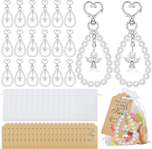 Vista 8 de Dreamtop Llavero de cereza para fiesta, 24 juegos de llaveros de cerezas, regalos de fiesta de Navidad, regalo de agradecimiento, accesorios