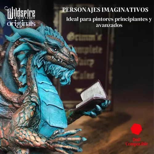 Vista 7 de Wildspire Fantasy Monsters & Bookish Dragon for DND Miniatures Unpainted Bulk 28mm-32mm Dungeons & Dragons Minis Pathfinder Figures Fantasy