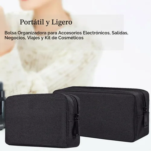 Vista 7 de CAAORDKSO Funda para accesorios electrónicos, organizador electrónico para cables de viaje, bolsa de almacenamiento impermeable portátil para disco