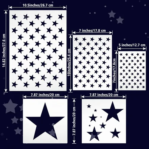 Vista 2 de Plantilla de plantilla de 50 estrellas de la bandera estadounidense, plantilla grande de plástico reutilizable para pintar sobre madera, papel