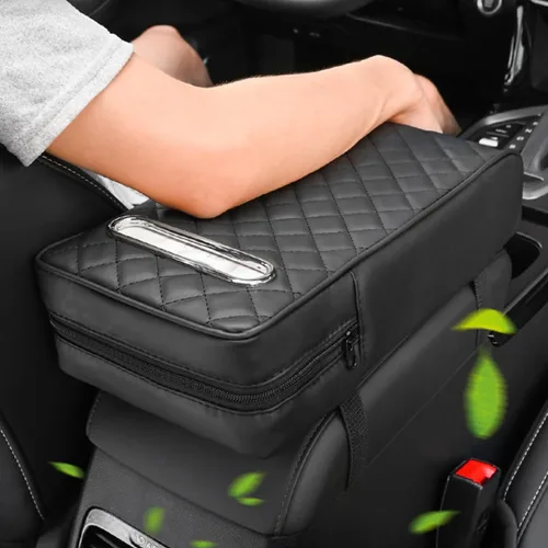 Vista 6 de Funda para reposabrazos de consola de coche mejorada con bolsillo de almacenamiento, cojín de reposabrazos de coche de espuma viscoelástica cómoda