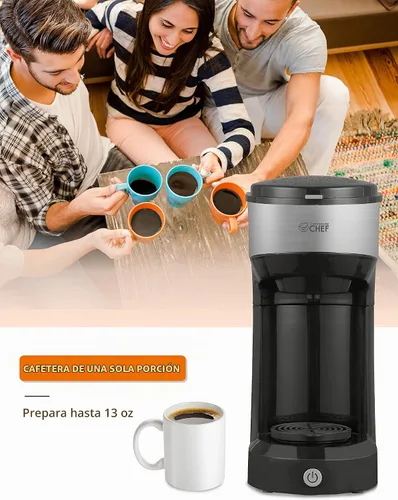 Vista 2 de Commercial CHEF Cafetera de una sola porción, tanque de agua de 13 onzas Negro /Gris