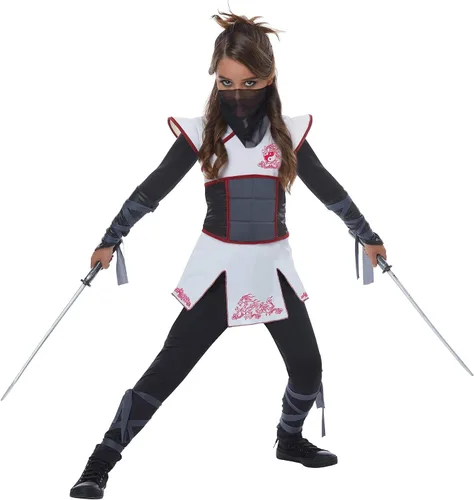 Vista 3 de Disfraz de ninja blanco para niñas talla S