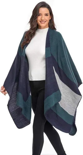 Vista 4 de Immerguter Capa tipo poncho tipo chal para mujer para otoño e invierno